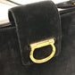 CELINE Vintage Clasp Shoulder Bag in Velour/Leather, Black