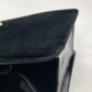 CELINE Vintage Clasp Shoulder Bag in Velour/Leather, Black