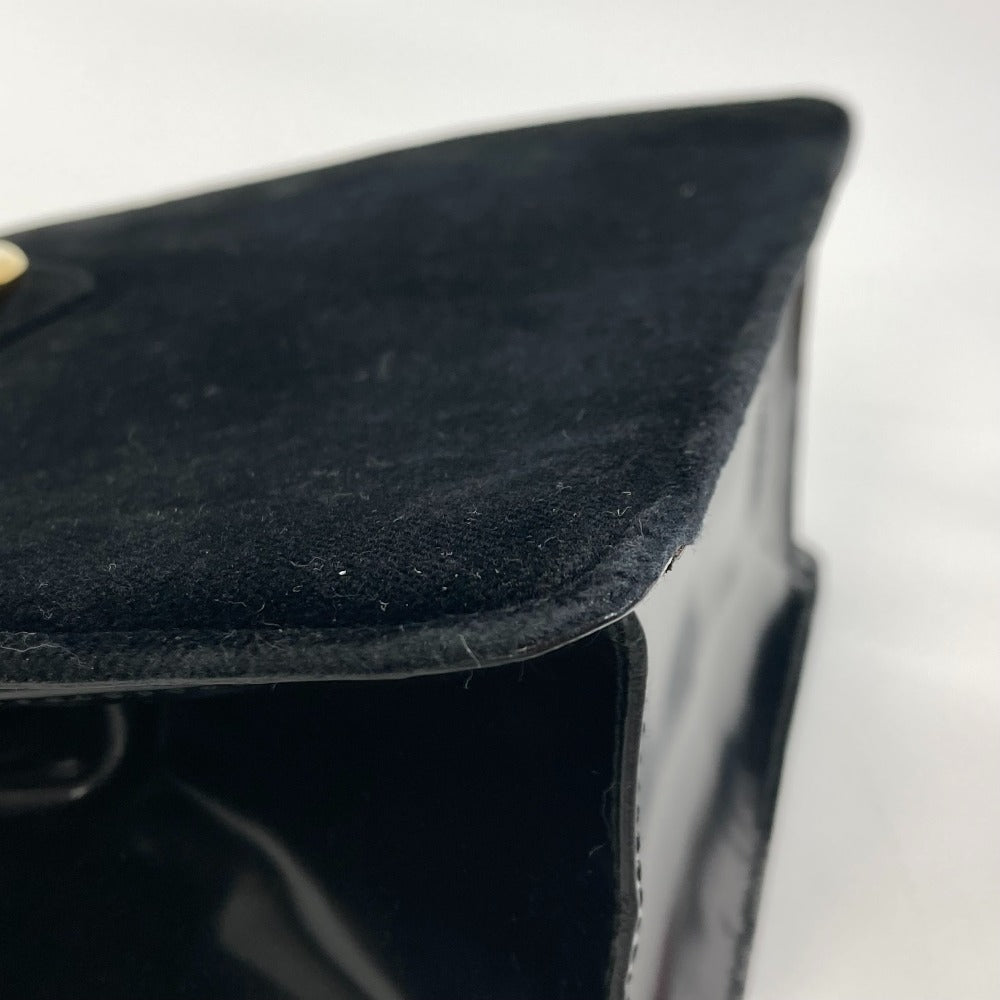 CELINE Vintage Clasp Shoulder Bag in Velour/Leather, Black