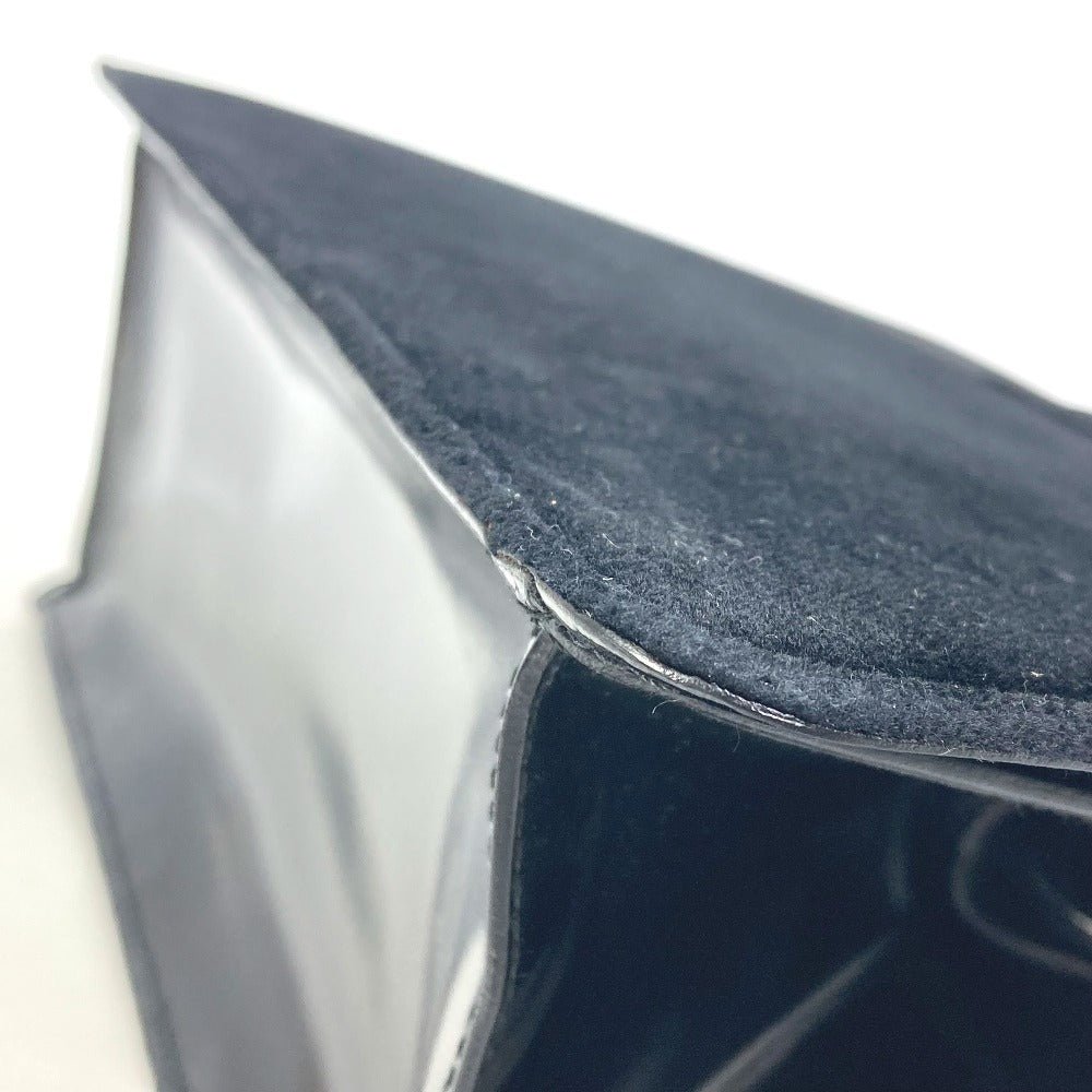 CELINE Vintage Clasp Shoulder Bag in Velour/Leather, Black