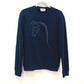 HERMES Cheval Horse Leather Patch Sweatshirt, Long Sleeve, Cotton, Men's, Black