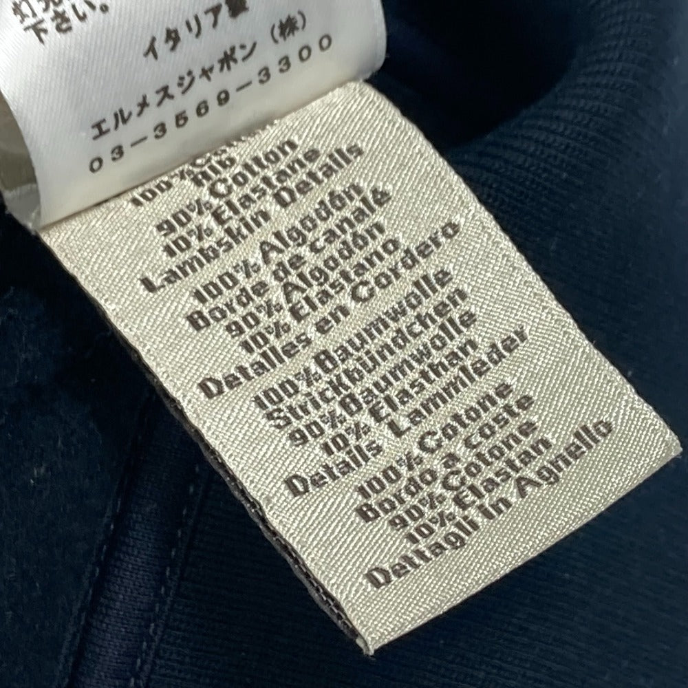 HERMES Cheval Horse Leather Patch Sweatshirt, Long Sleeve, Cotton, Men's, Black
