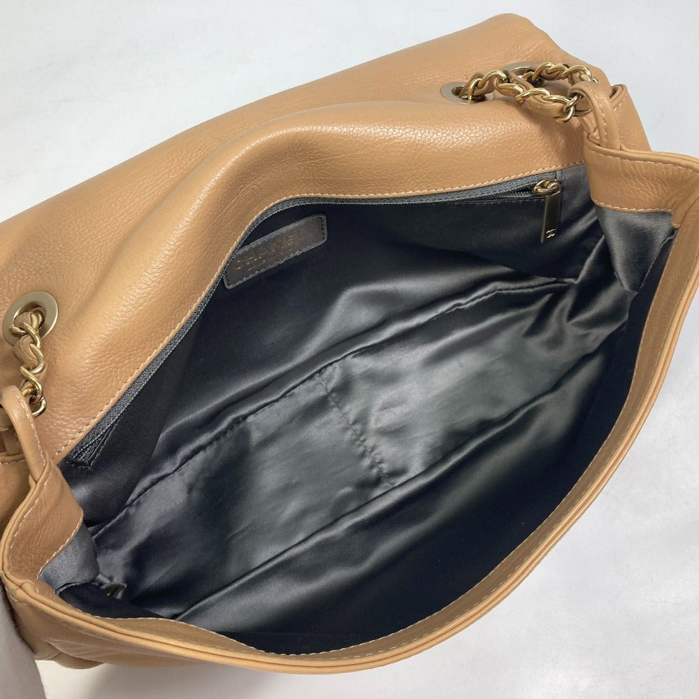 CHANEL CC ココマーク Wチェーンバッグ フラップ カバン 肩掛け ショルダーバッグ ラムスキン レディース ベージュ