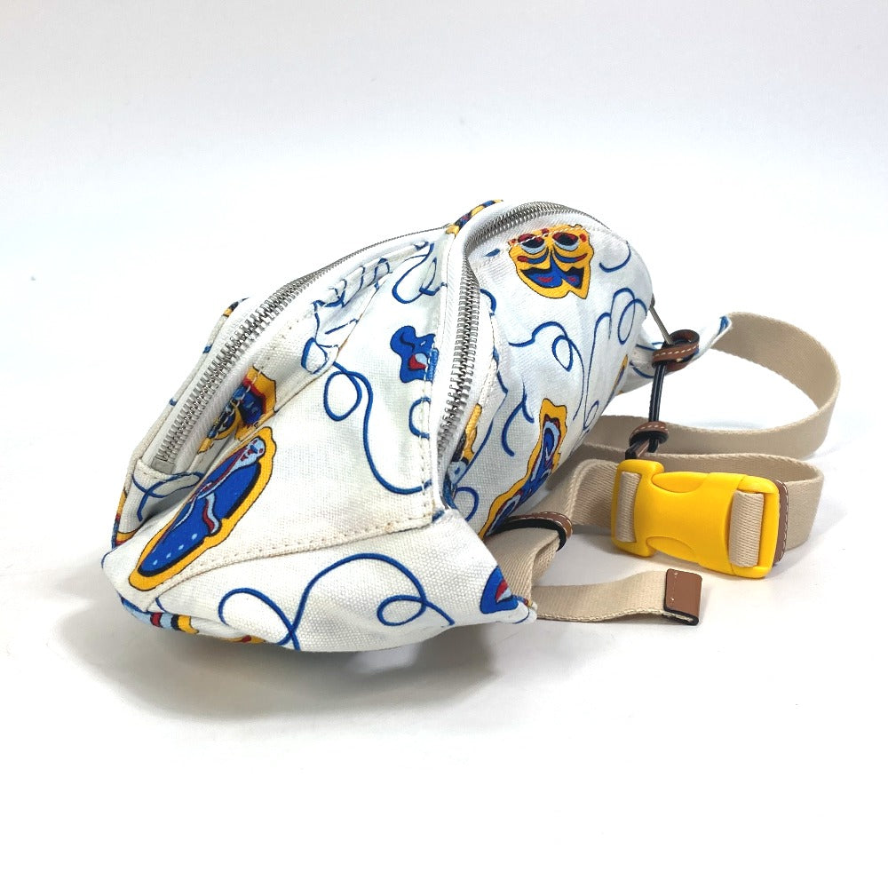 LOEWE Anagram Waist Bag, Shoulder Bag, PAULA'S IBIZA Canvas Body Bag for Men, White and Blue