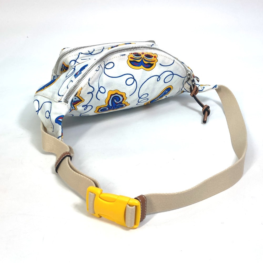 LOEWE Anagram Waist Bag, Shoulder Bag, PAULA'S IBIZA Canvas Body Bag for Men, White and Blue