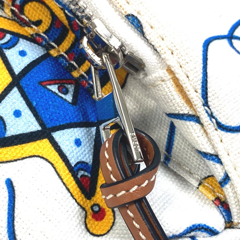LOEWE Anagram Waist Bag, Shoulder Bag, PAULA'S IBIZA Canvas Body Bag for Men, White and Blue