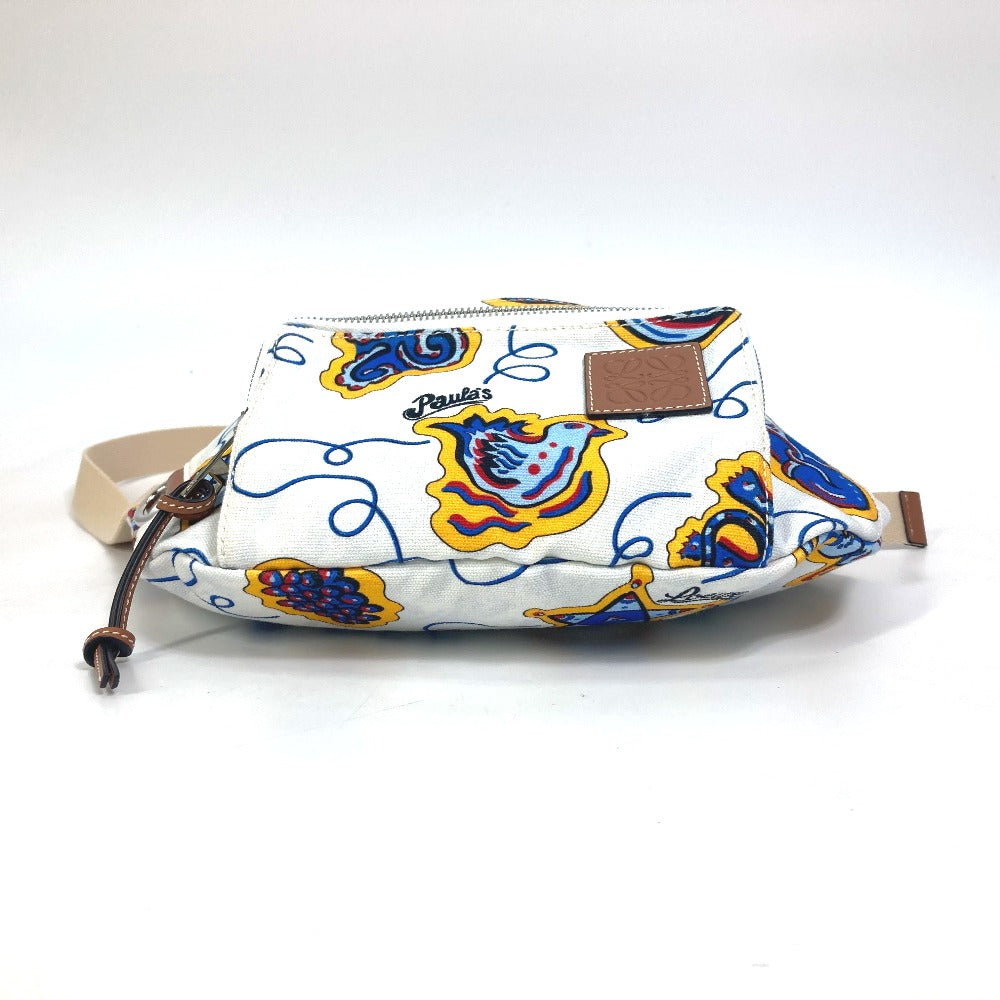 LOEWE Anagram Waist Bag, Shoulder Bag, PAULA'S IBIZA Canvas Body Bag for Men, White and Blue