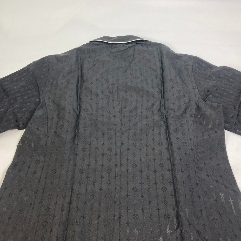 LOUIS VUITTON Monogram Pajama Shirt with Pouch, Men's Long Sleeve Cotton Shirt, Black