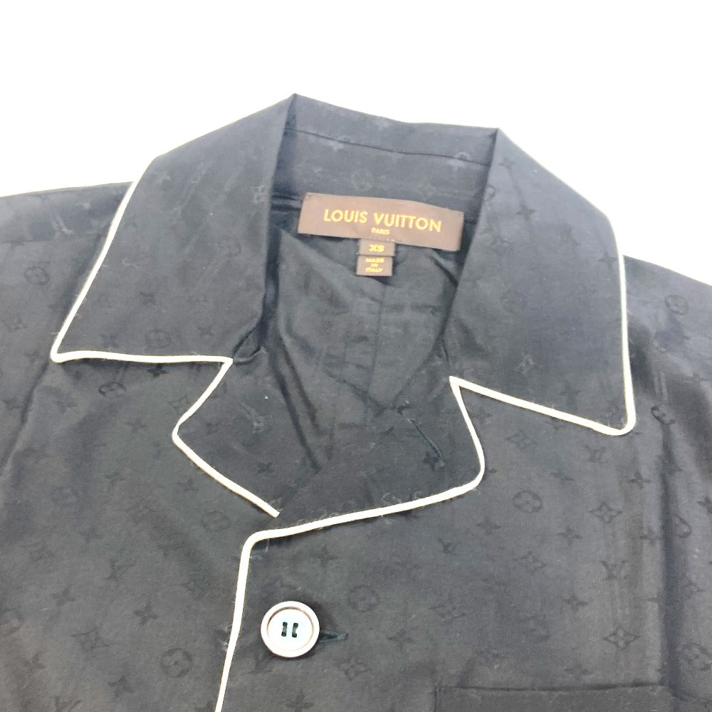 LOUIS VUITTON Monogram Pajama Shirt with Pouch, Men's Long Sleeve Cotton Shirt, Black