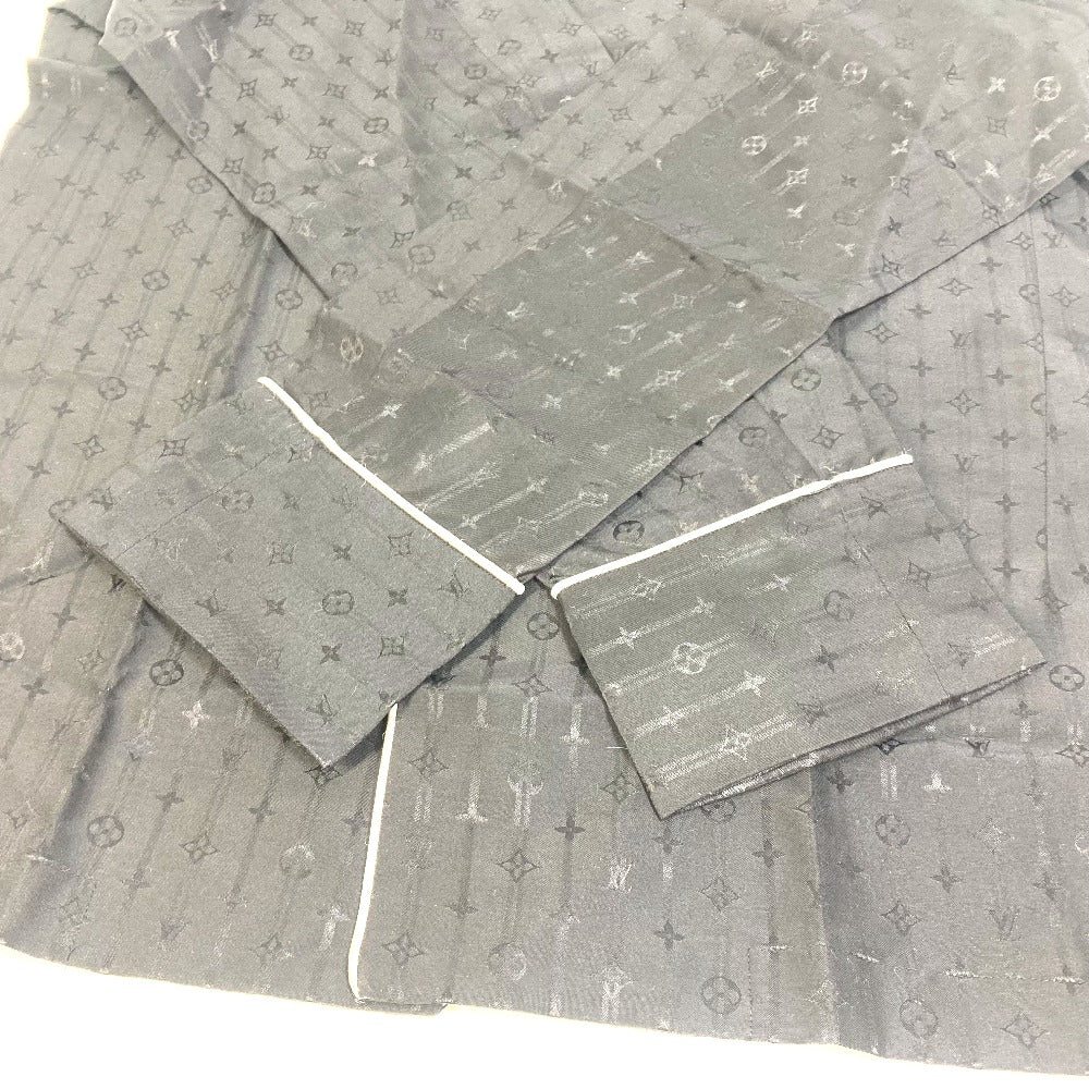 LOUIS VUITTON Monogram Pajama Shirt with Pouch, Men's Long Sleeve Cotton Shirt, Black