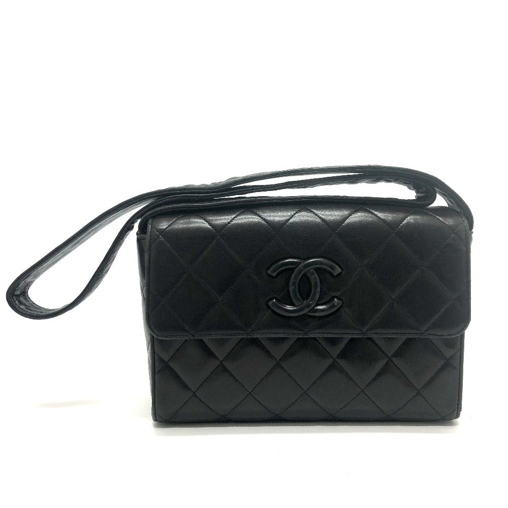 CHANEL CC Coco Mark Matelasse Shoulder Bag, Lambskin, Women's, Black