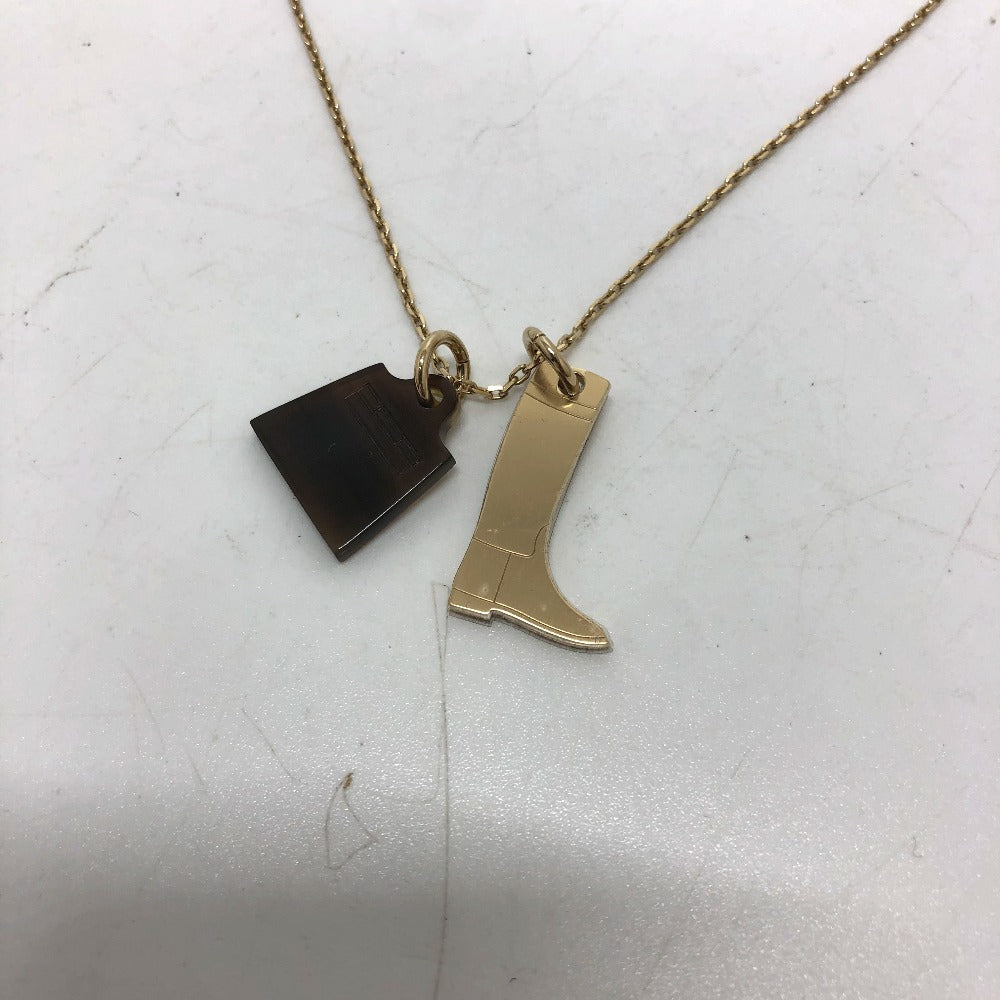 HERMES Amulet Maroquinier PM Buffalo Horn Necklace in Gold for Women