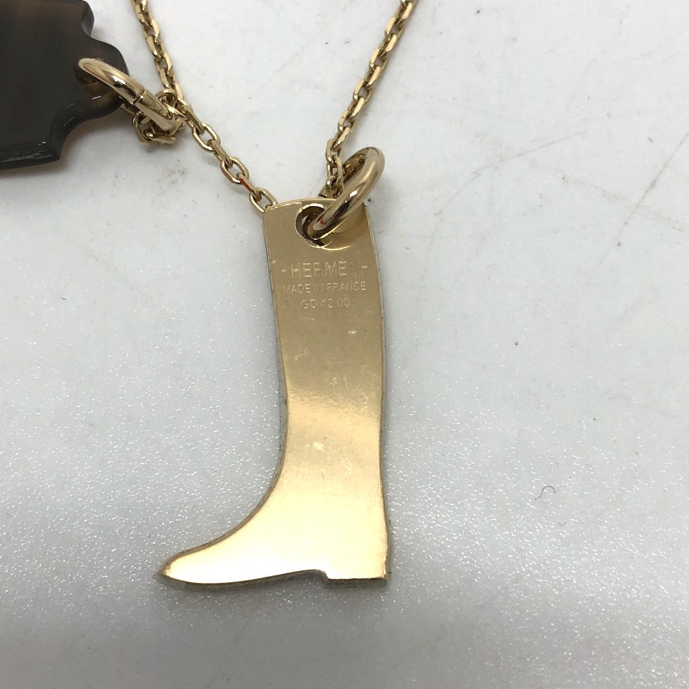 HERMES Amulet Maroquinier PM Buffalo Horn Necklace in Gold for Women