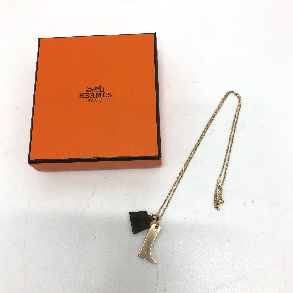 HERMES Amulet Maroquinier PM Buffalo Horn Necklace in Gold for Women