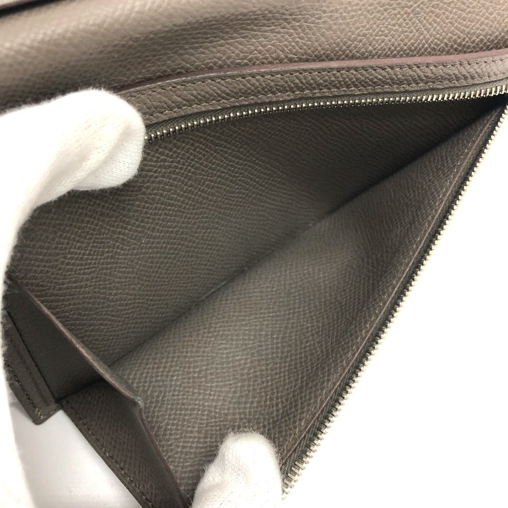 HERMES H hardware, Bearn soufflé bifold long wallet, Epsom leather, women's, Etain, gray