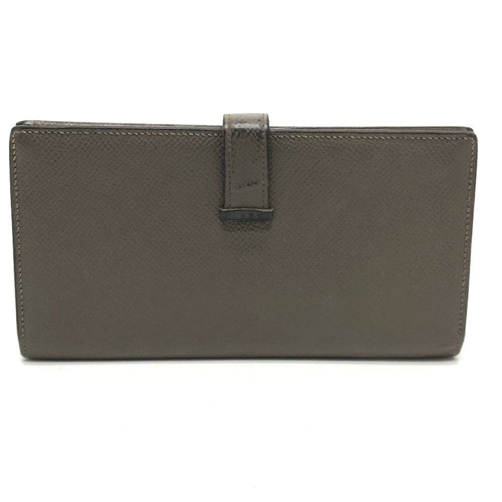 HERMES H hardware, Bearn soufflé bifold long wallet, Epsom leather, women's, Etain, gray