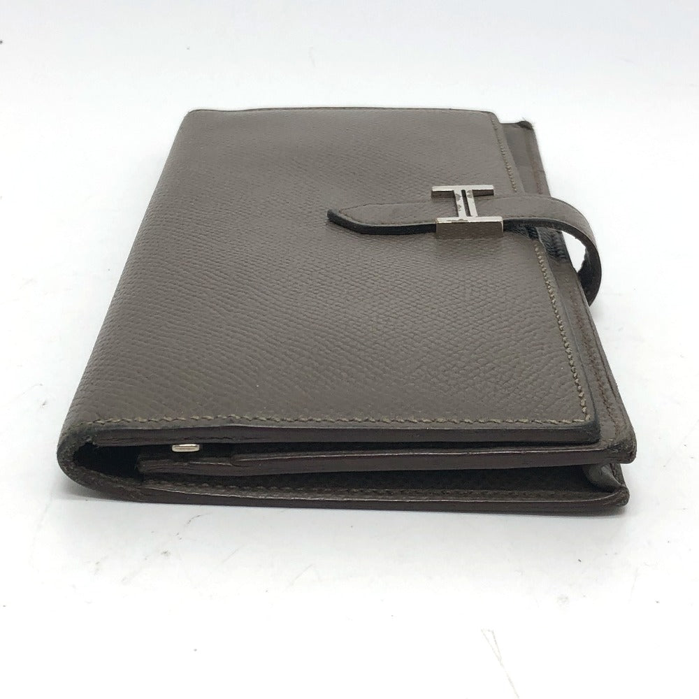 HERMES H hardware, Bearn soufflé bifold long wallet, Epsom leather, women's, Etain, gray