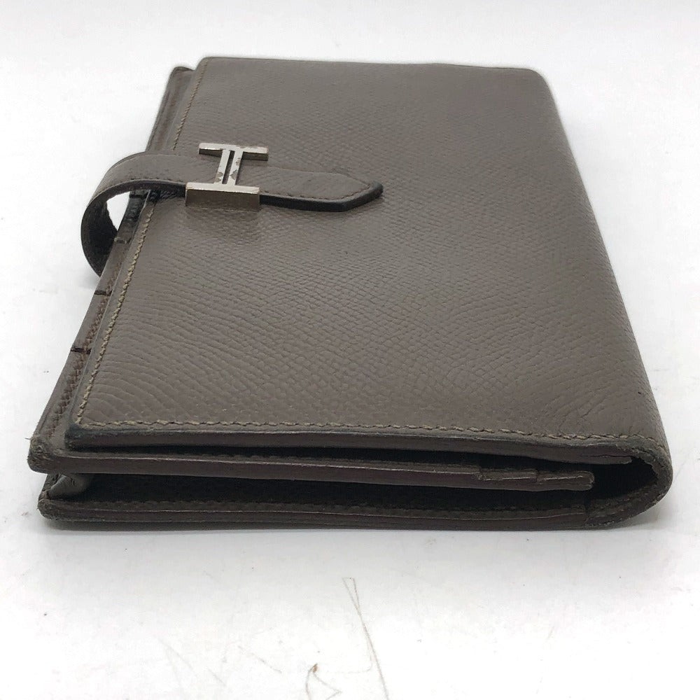 HERMES H hardware, Bearn soufflé bifold long wallet, Epsom leather, women's, Etain, gray