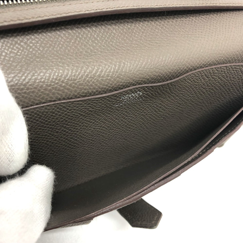 HERMES H hardware, Bearn soufflé bifold long wallet, Epsom leather, women's, Etain, gray