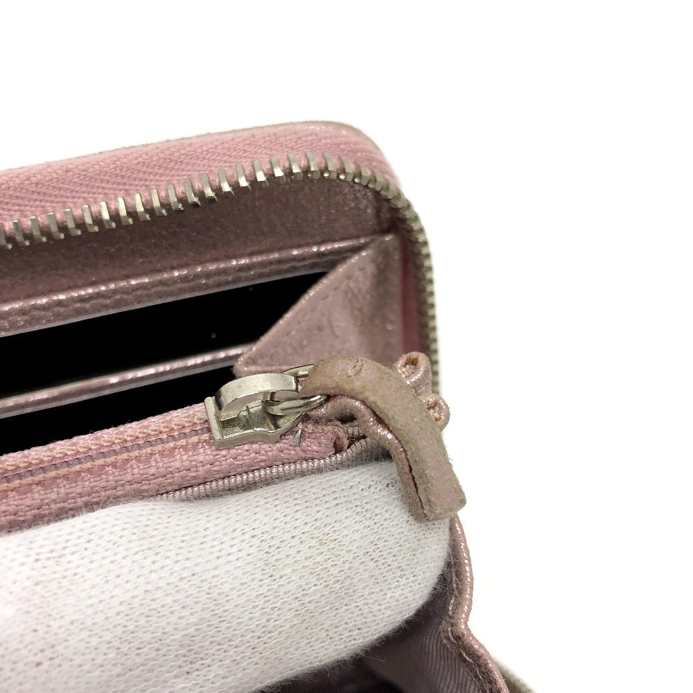 CHANEL A80003 Coco Mark Chain Me Matelasse Round Zip Long Wallet Leather Women's Pink