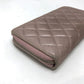 CHANEL A80003 Coco Mark Chain Me Matelasse Round Zip Long Wallet Leather Women's Pink