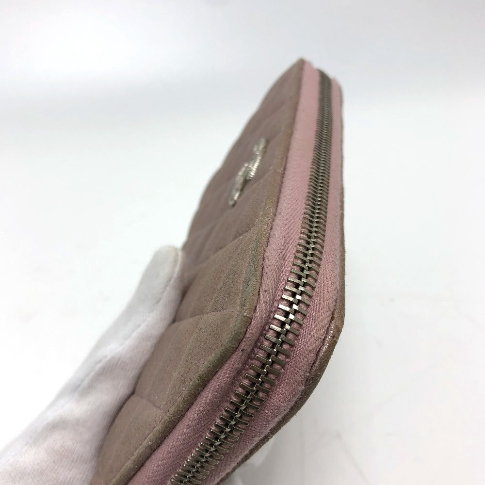 CHANEL A80003 Coco Mark Chain Me Matelasse Round Zip Long Wallet Leather Women's Pink