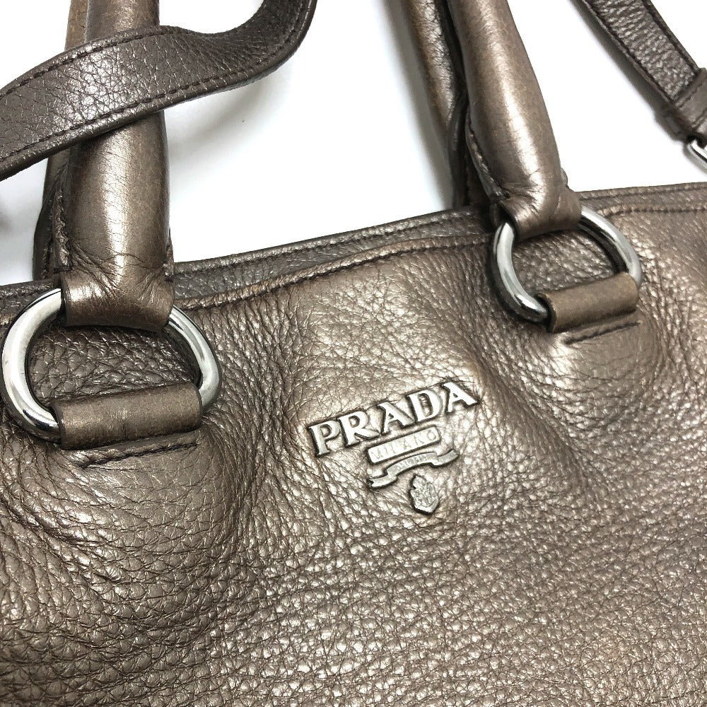 PRADA ロゴ カバン 2WAY トートバッグ レザー ユニセックス ブラウン