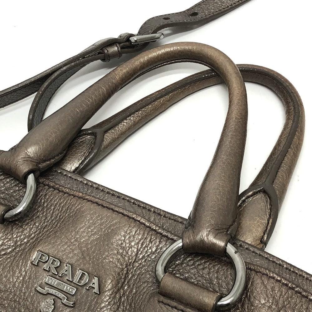PRADA ロゴ カバン 2WAY トートバッグ レザー ユニセックス ブラウン
