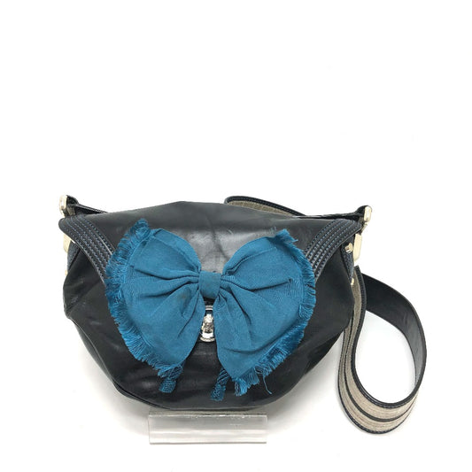 CELINE 115/130 リボン 斜め掛け カバン ショルダーバッグ レザー レディース ブラック