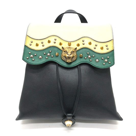 GUCCI 432266 スタッズ アニマリエ カバン バックパック リュックサック レザー レディース ブラック