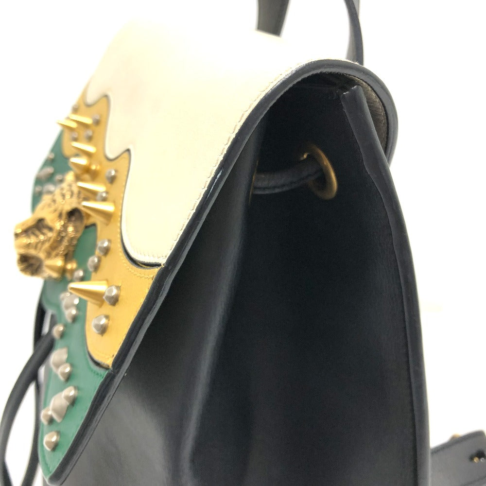 GUCCI 432266 Studded Animalier Backpack in Black Leather for Women