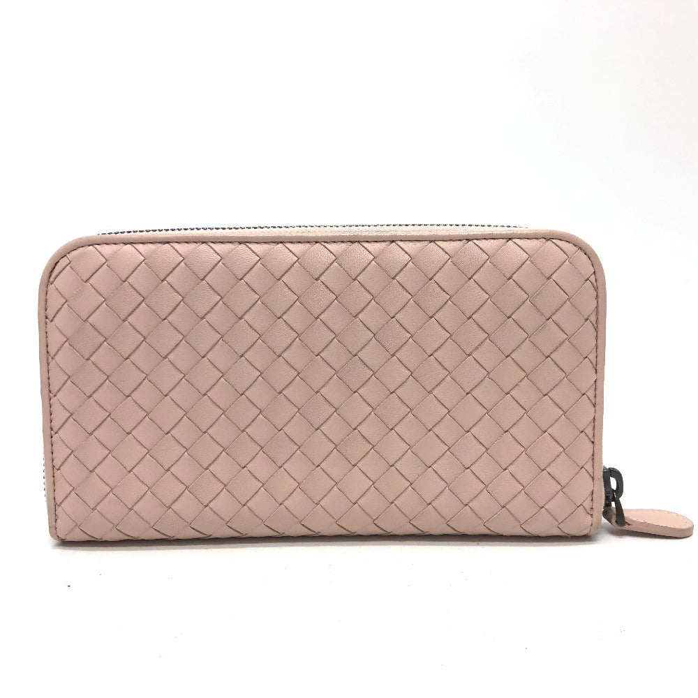 BOTTEGA VENETA 114076 Intrecciato Round Zip Long Wallet in Leather, Women's, Pink