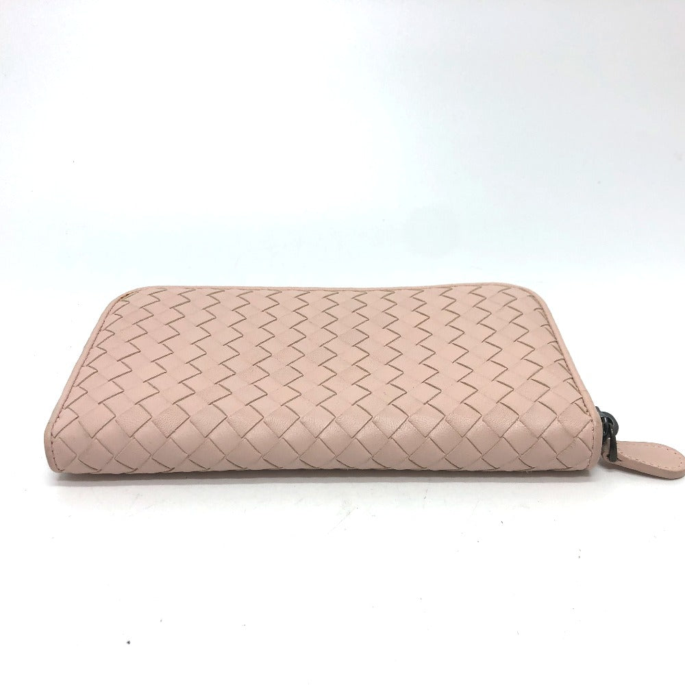 BOTTEGA VENETA 114076 Intrecciato Round Zip Long Wallet in Leather, Women's, Pink