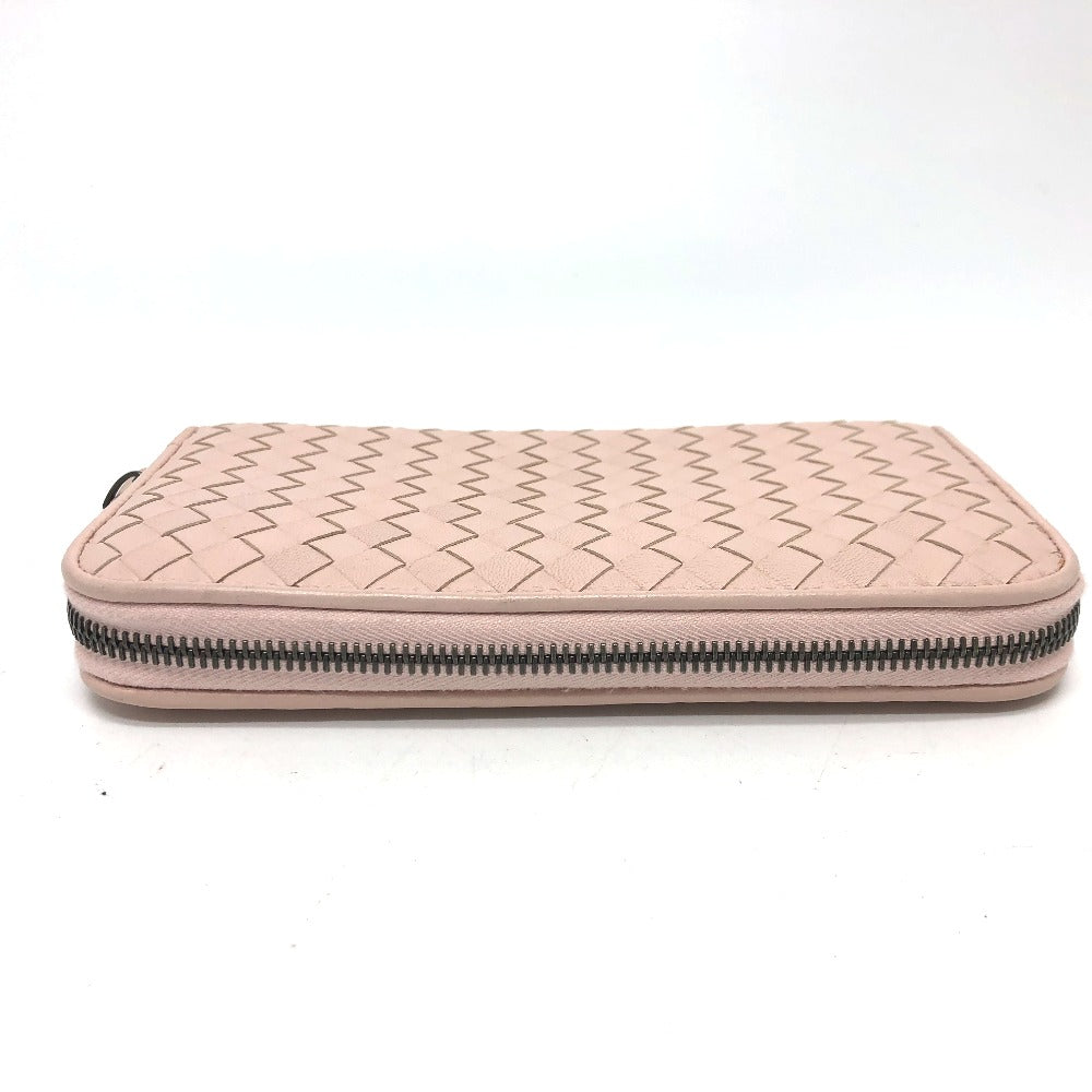 BOTTEGA VENETA 114076 Intrecciato Round Zip Long Wallet in Leather, Women's, Pink