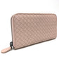 BOTTEGA VENETA 114076 Intrecciato Round Zip Long Wallet in Leather, Women's, Pink