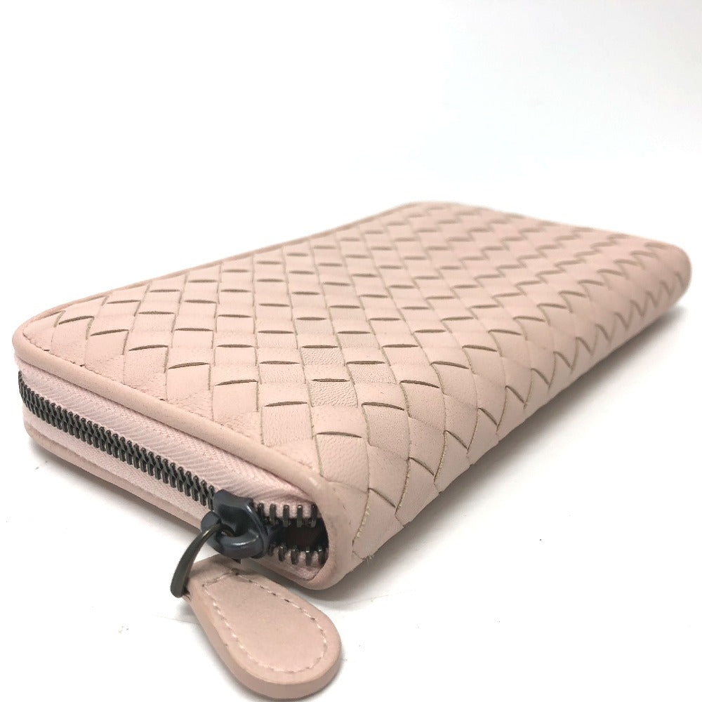 BOTTEGA VENETA 114076 Intrecciato Round Zip Long Wallet in Leather, Women's, Pink