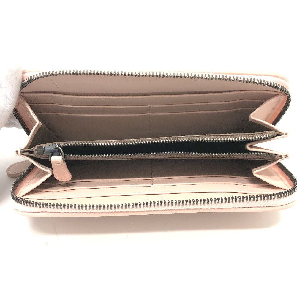 BOTTEGA VENETA 114076 Intrecciato Round Zip Long Wallet in Leather, Women's, Pink