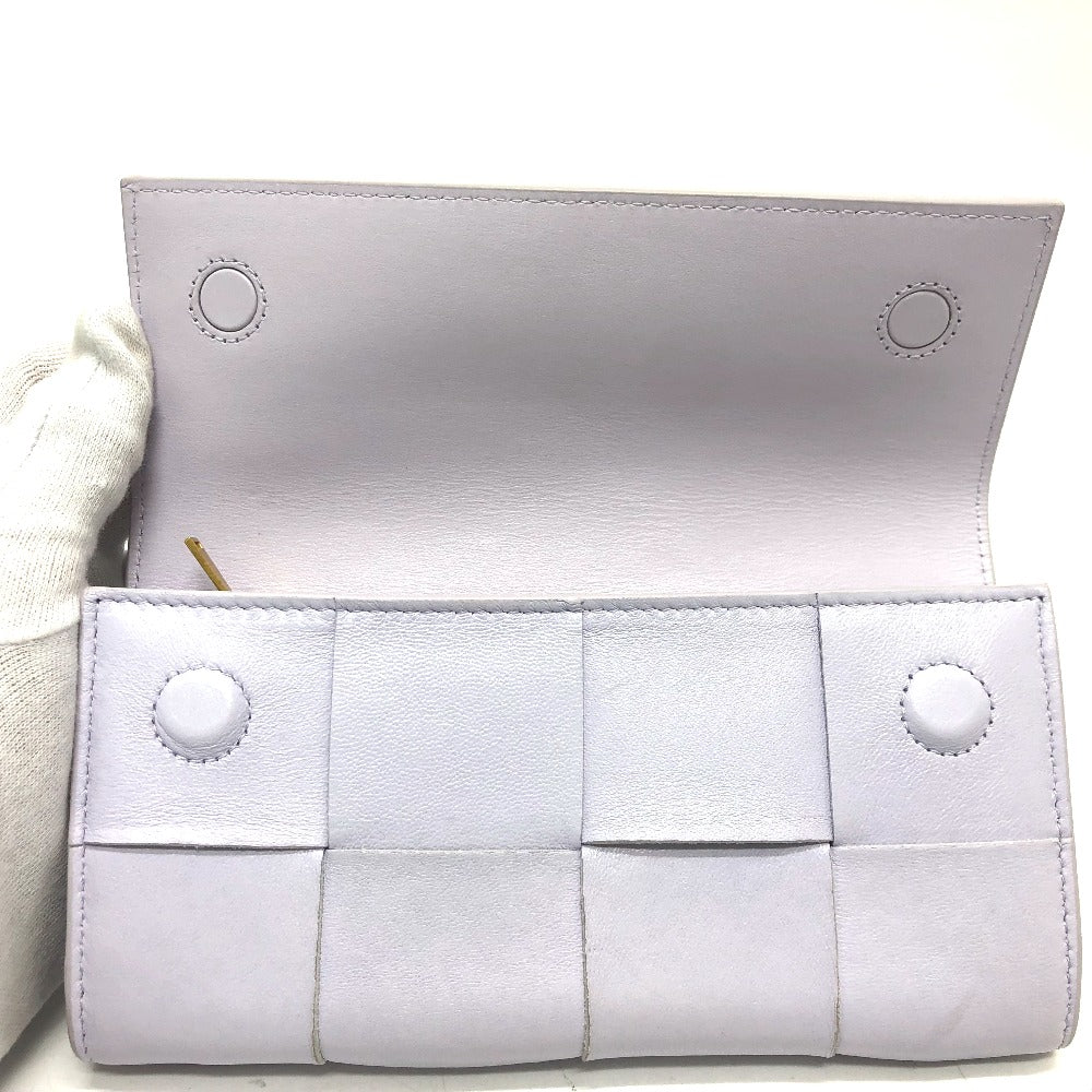 BOTTEGA VENETA 667433 Intrecciato Maxi Bifold Long Wallet in Leather, Women's, Purple