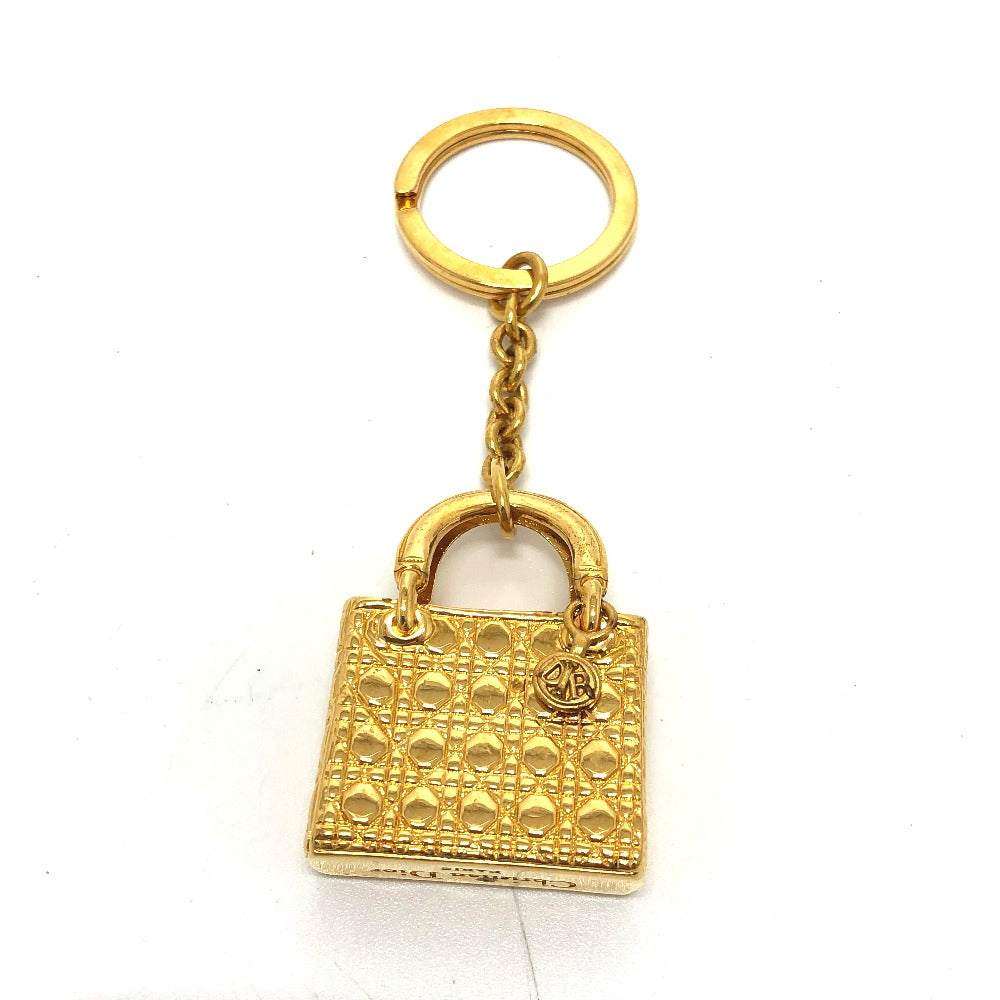 Christian Dior Lady Dior Bag Charm Keychain, Metal, Gold, Women's