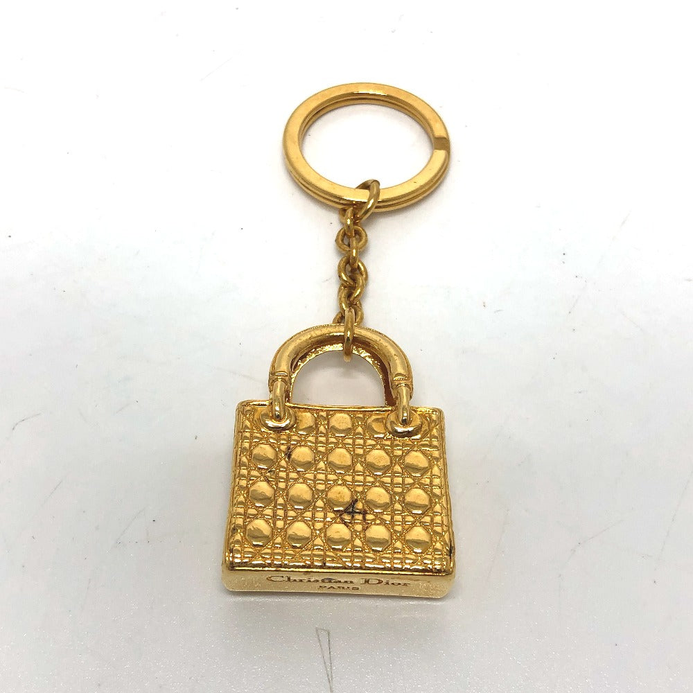 Christian Dior Lady Dior Bag Charm Keychain, Metal, Gold, Women's