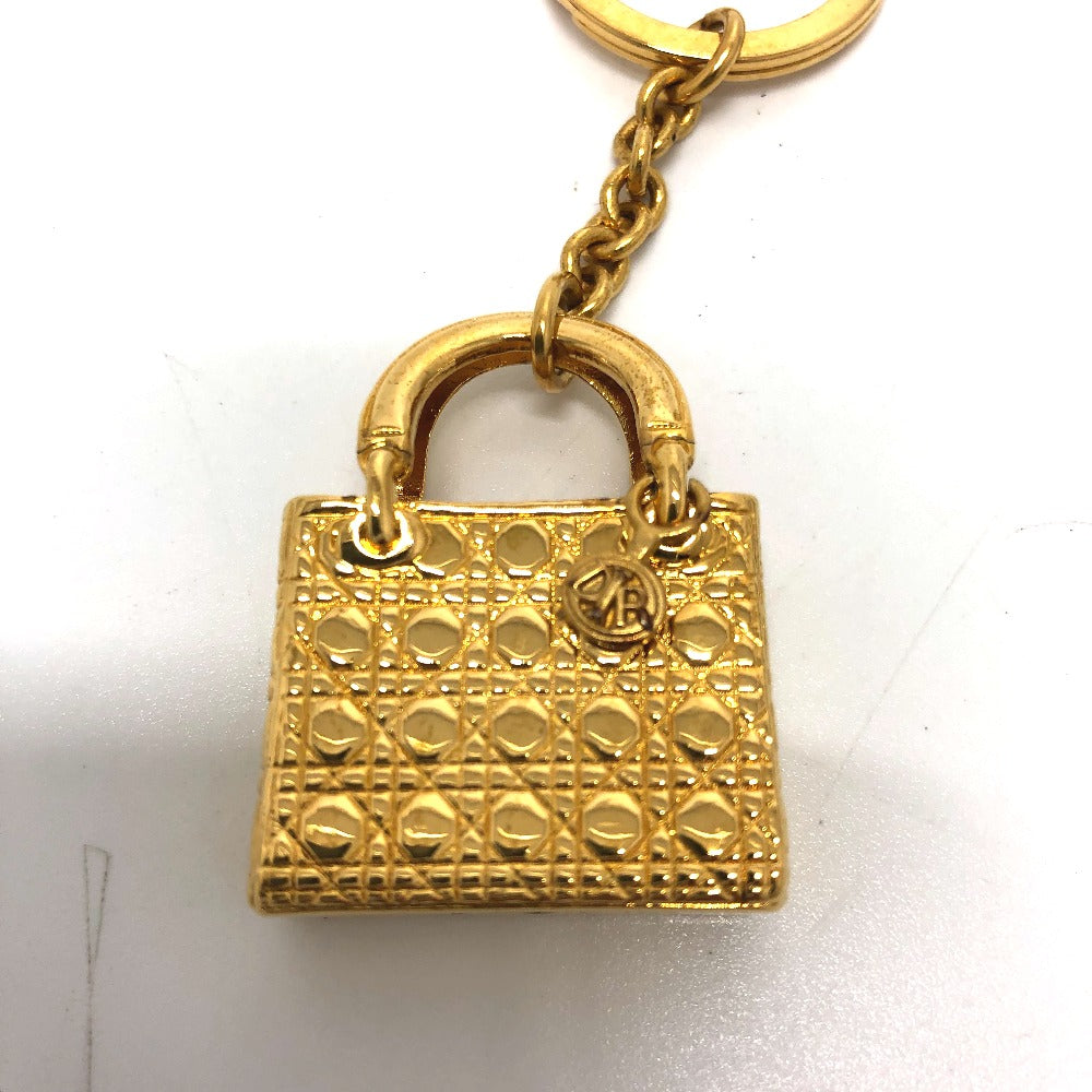 Christian Dior Lady Dior Bag Charm Keychain, Metal, Gold, Women's