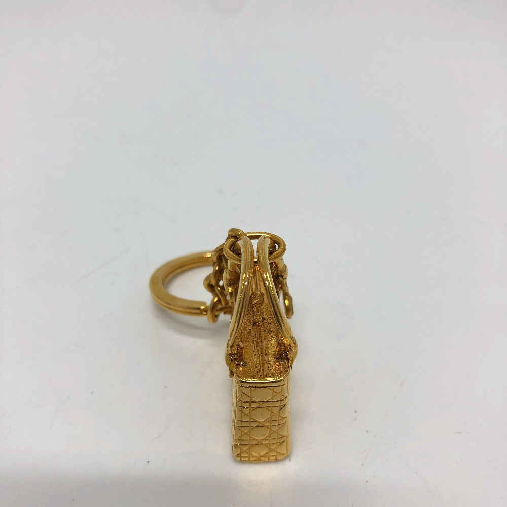 Christian Dior Lady Dior Bag Charm Keychain, Metal, Gold, Women's