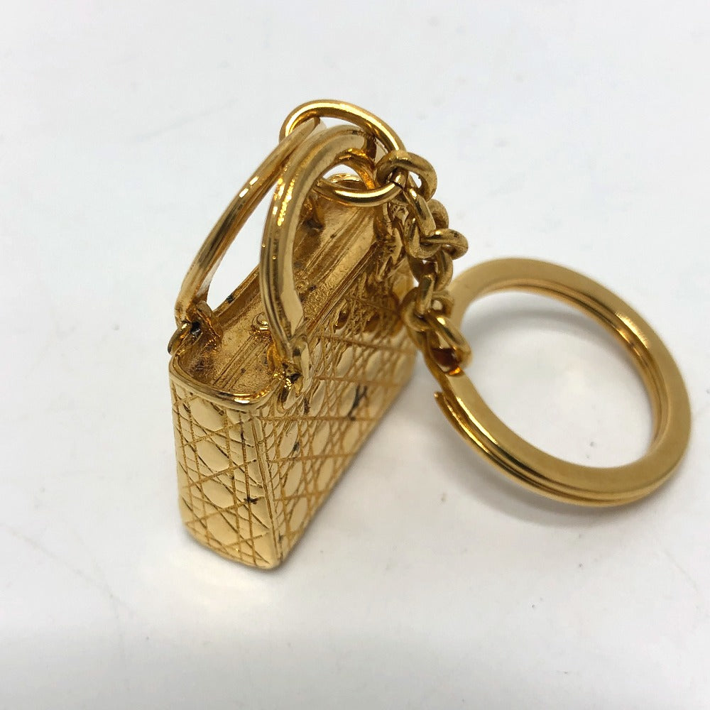 Christian Dior Lady Dior Bag Charm Keychain, Metal, Gold, Women's