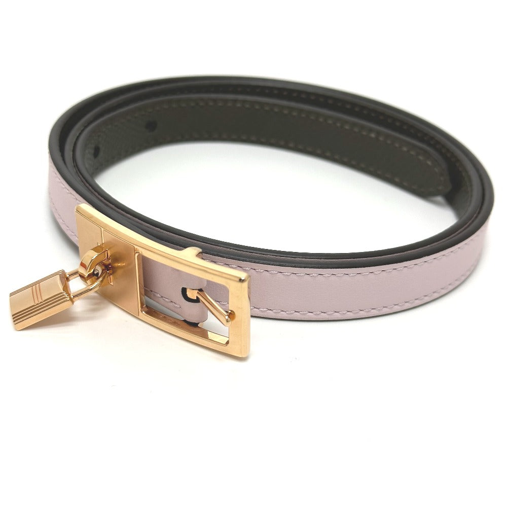 HERMES Cadena/Fashion Accessory Lucky 15 PM Reversible Trouser Belt, Swift Leather, Women's, Pink/Khaki