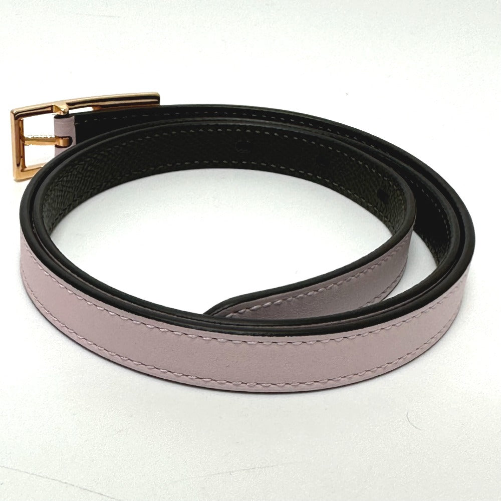 HERMES Cadena/Fashion Accessory Lucky 15 PM Reversible Trouser Belt, Swift Leather, Women's, Pink/Khaki