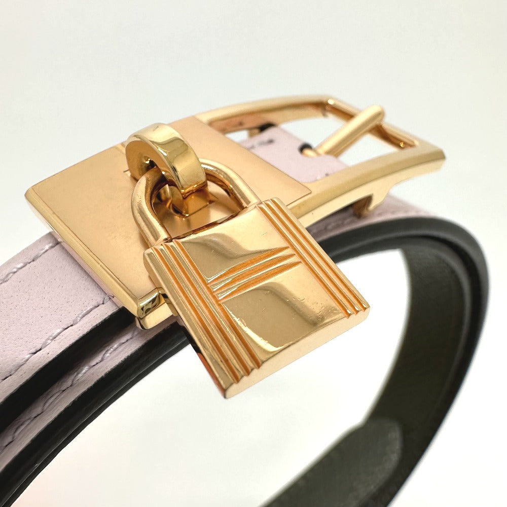 HERMES Cadena/Fashion Accessory Lucky 15 PM Reversible Trouser Belt, Swift Leather, Women's, Pink/Khaki