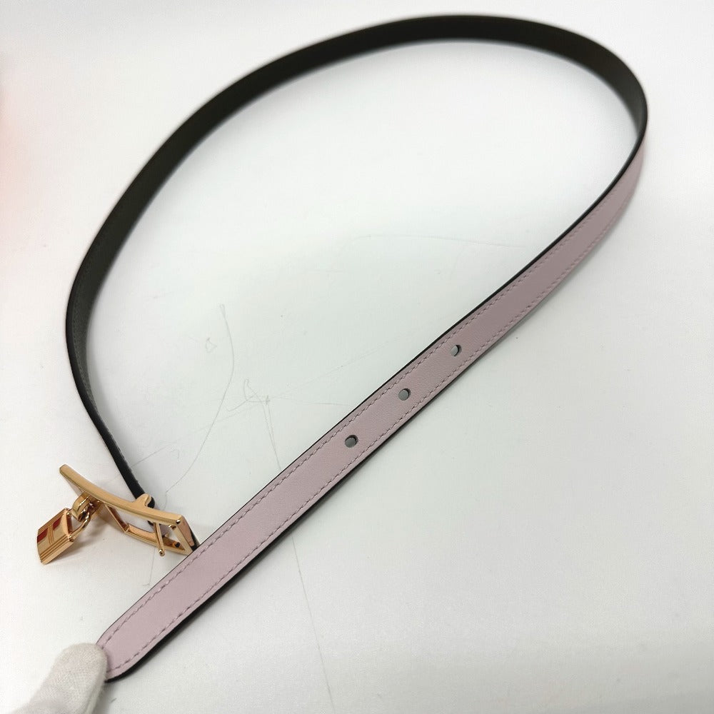 HERMES Cadena/Fashion Accessory Lucky 15 PM Reversible Trouser Belt, Swift Leather, Women's, Pink/Khaki