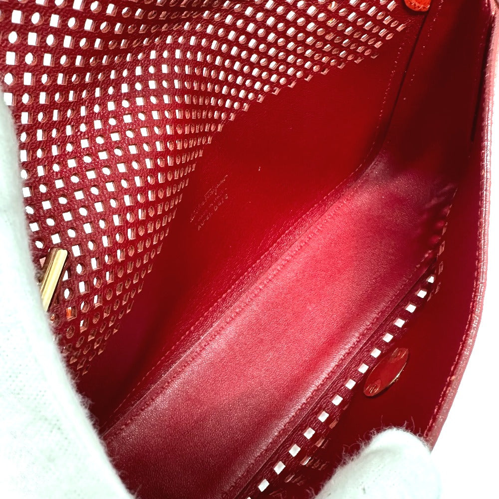 Salvatore Ferragamo Gancini Punching Chain Shoulder Bag in Red Leather for Women