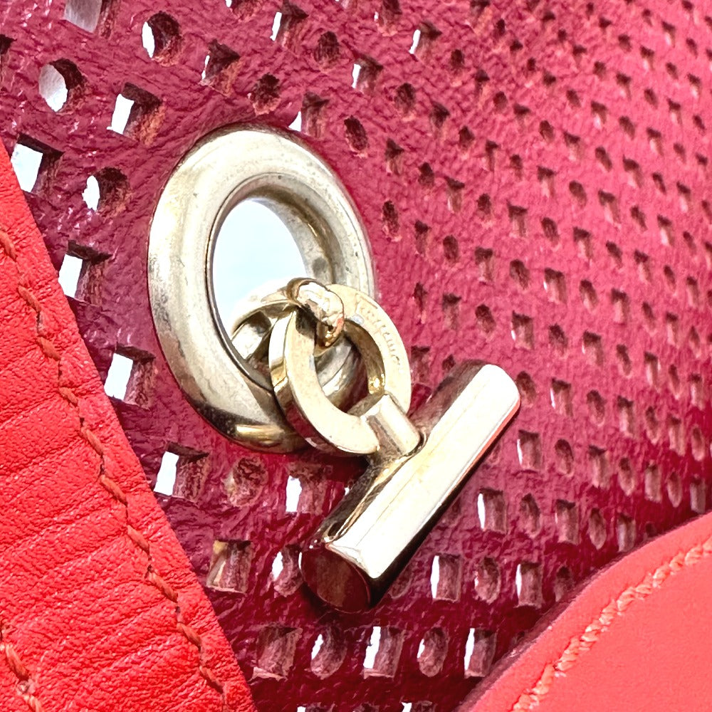 Salvatore Ferragamo Gancini Punching Chain Shoulder Bag in Red Leather for Women