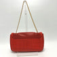 Salvatore Ferragamo Gancini Punching Chain Shoulder Bag in Red Leather for Women